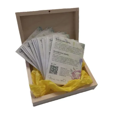 Hity medzi semienkami v drevenej škatuľke – darčeková súprava