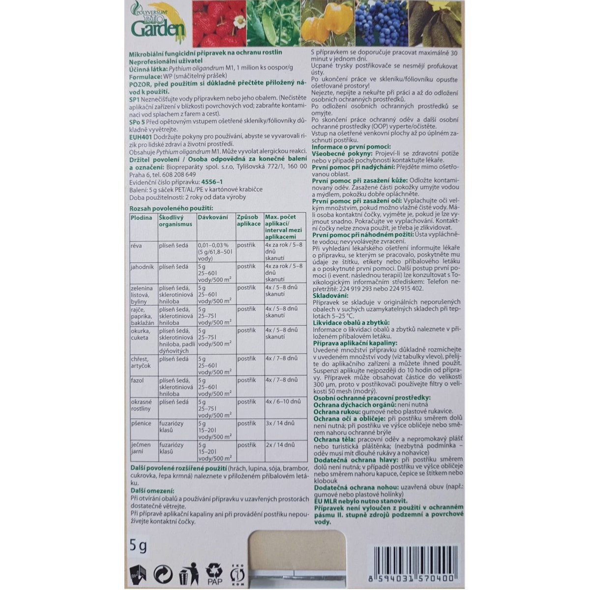 Polyversum - Biologický prípravok proti plesňovým chorobám - 5 g