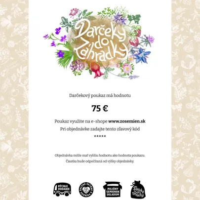 Darčekový voucher – poukaz v hodnote 75 EUR