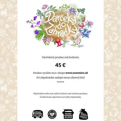 Darčekový voucher - poukaz v hodnote 45 EUR