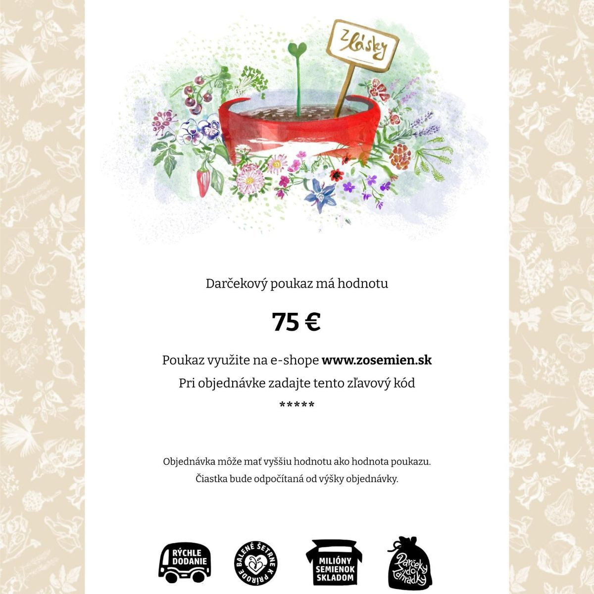 Voucher z lásky - poukaz v hodnote 75 €
