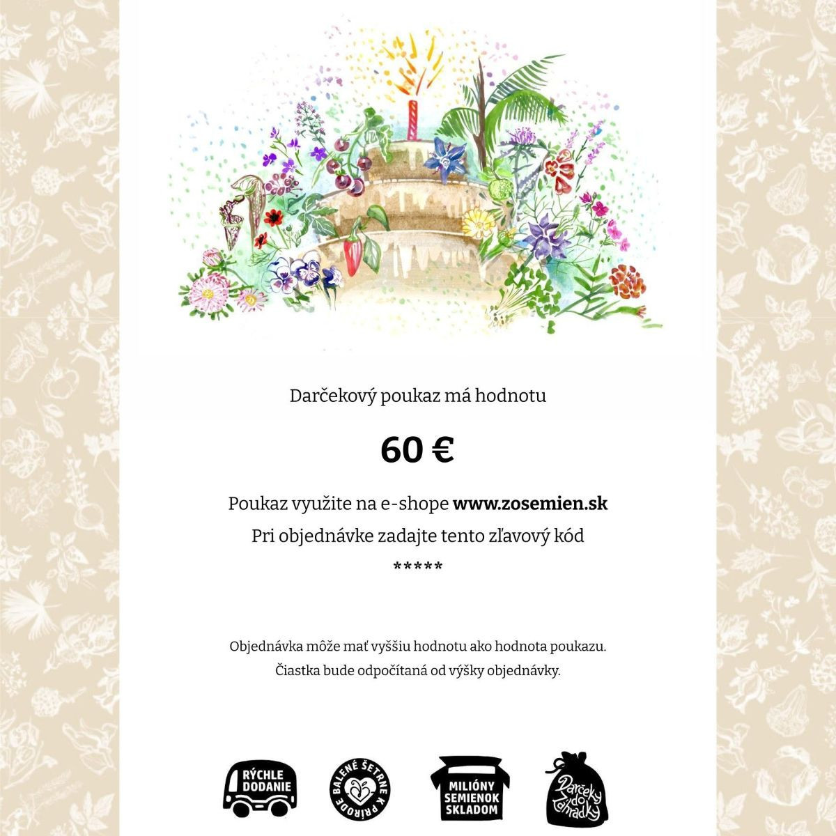 Narodeninový voucher - poukaz v hodnote 60 €