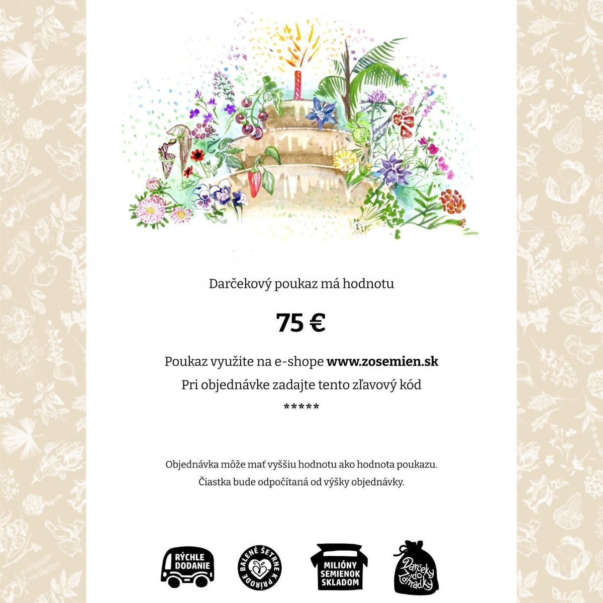 Narodeninový voucher - poukaz v hodnote 75 €