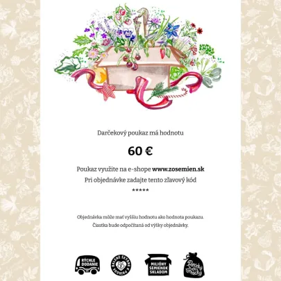 Vianočný voucher - poukaz v hodnote 60 €