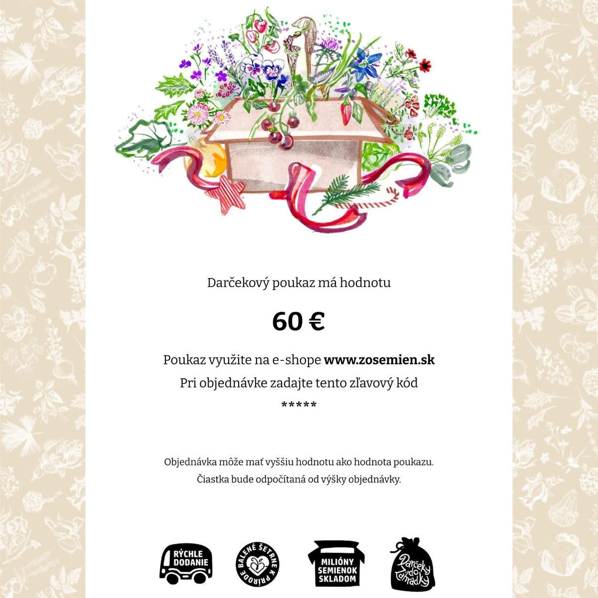 Vianočný voucher - poukaz v hodnote 60 €