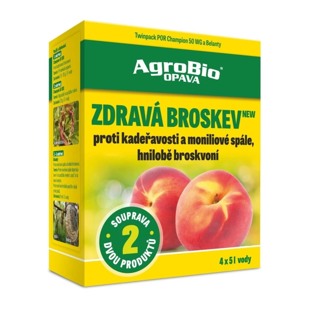 Zdravá broskyňa NEW - AgroBio Opava - ochrana rastlín - 2 x 20 g + 18 ml