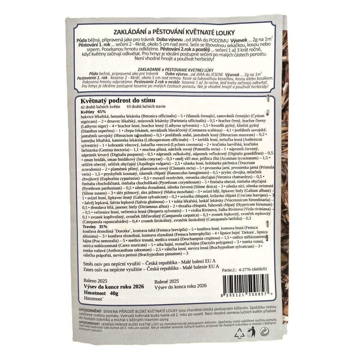 Kvetnatý podrast do tieňa - Planta Naturalis - lúčna zmes - 40 g