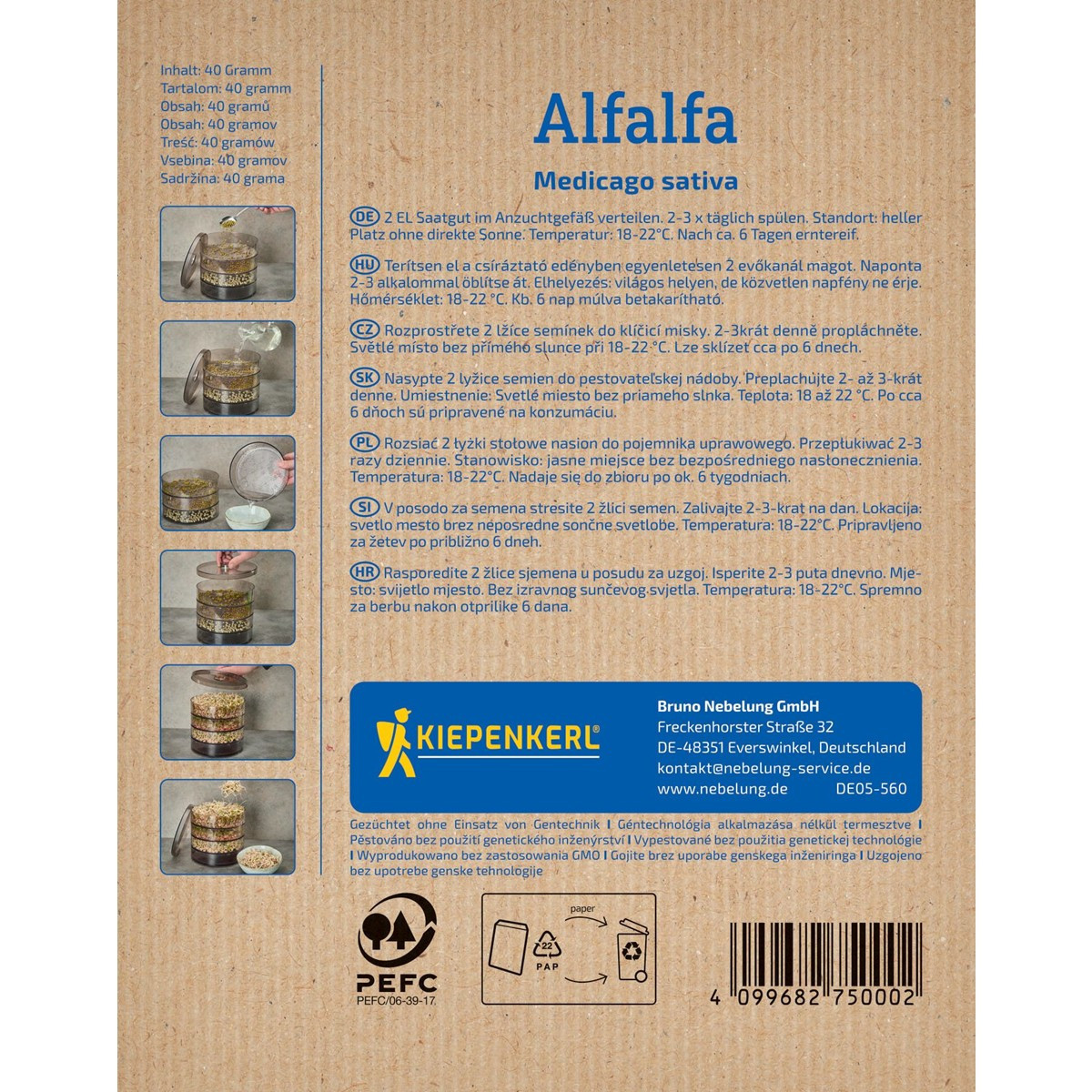 BIO Alfalfa - Lucerna - Kiepenkerl - Medicago sativa - bio semená na klíčky - 40 g