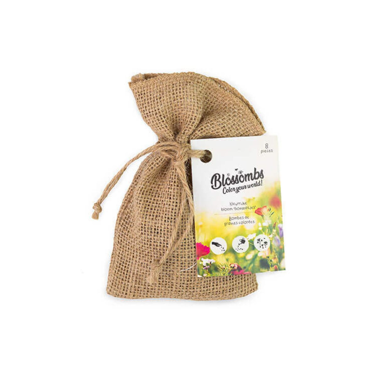 Jutové vrecko s kvetinovými bombami - Blossombs - 8 guliek - 1 balenie