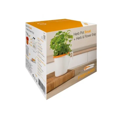 Set na bylinky - kvetináč + nožnice - 1 ks