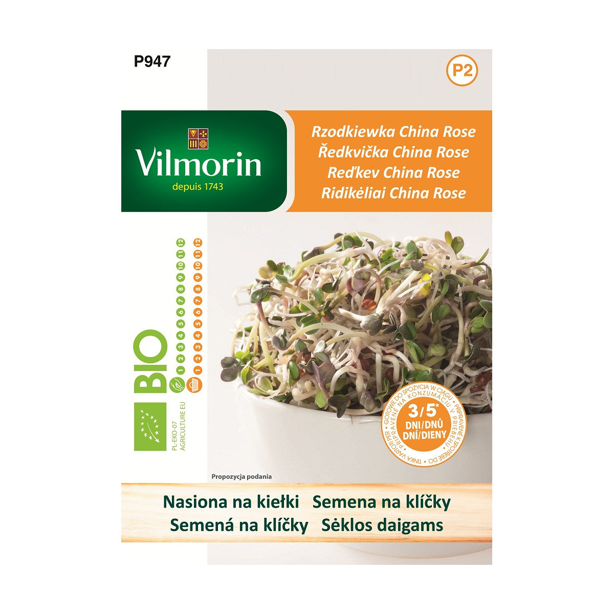 Bio semená na klíčky - Redkvička China Rose - 10 g