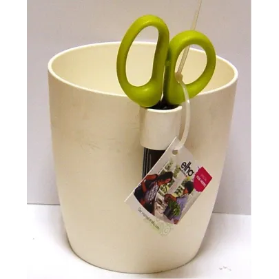 Kvetináč  na bylinky s nožnicami - biela farba - 1,25 l
