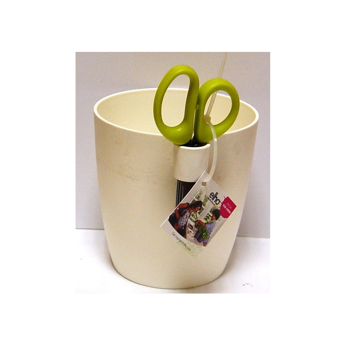 Kvetináč  na bylinky s nožnicami - biela farba - 1,25 l